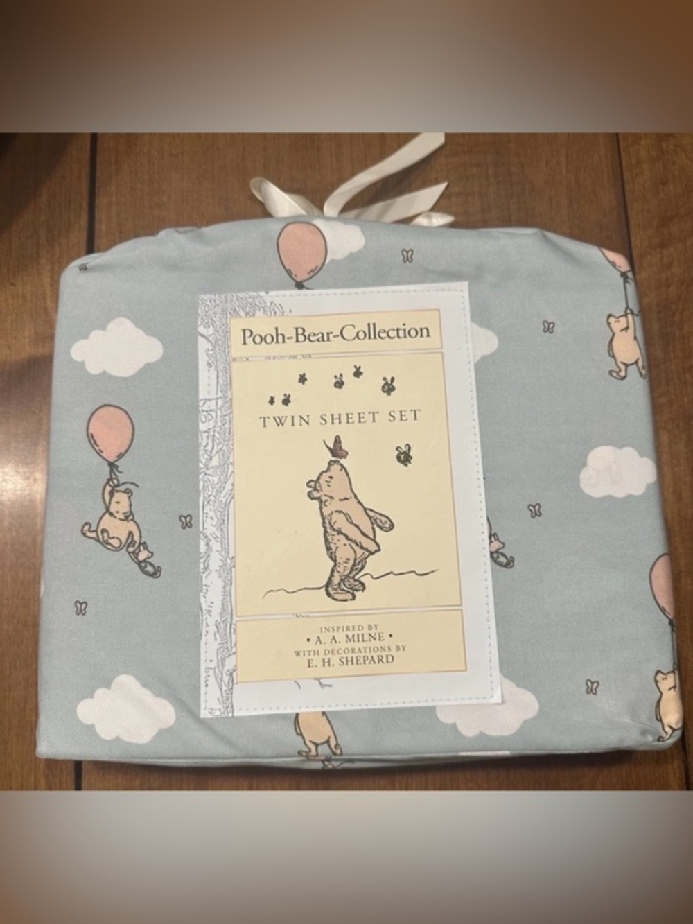 New Pooh-Bear Collection Polyester FULL Sheet Set Winnie-Balloon Pattern